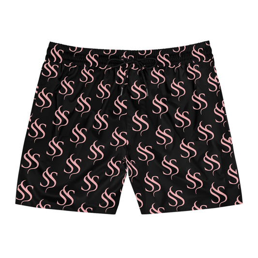 Men's SS Swim Shorts in Black & Pink