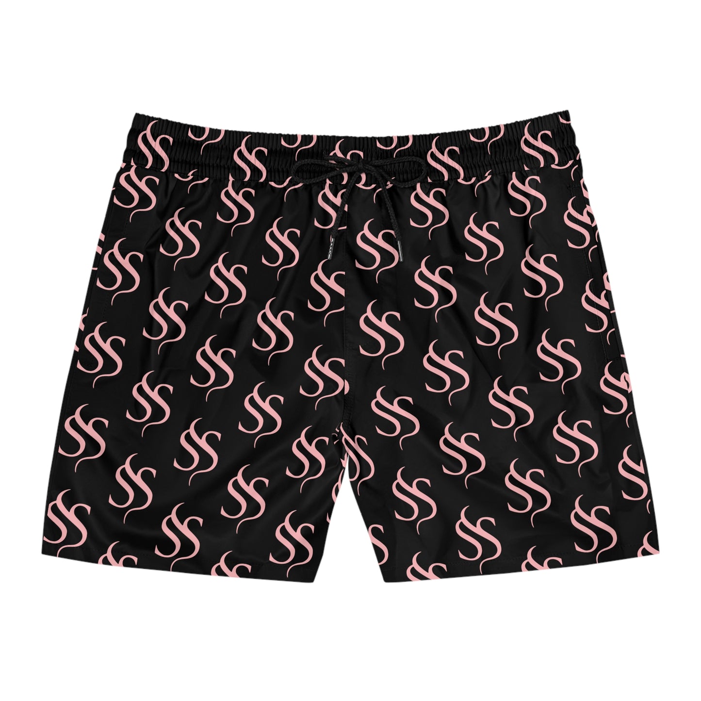 Men's SS Swim Shorts in Black & Pink