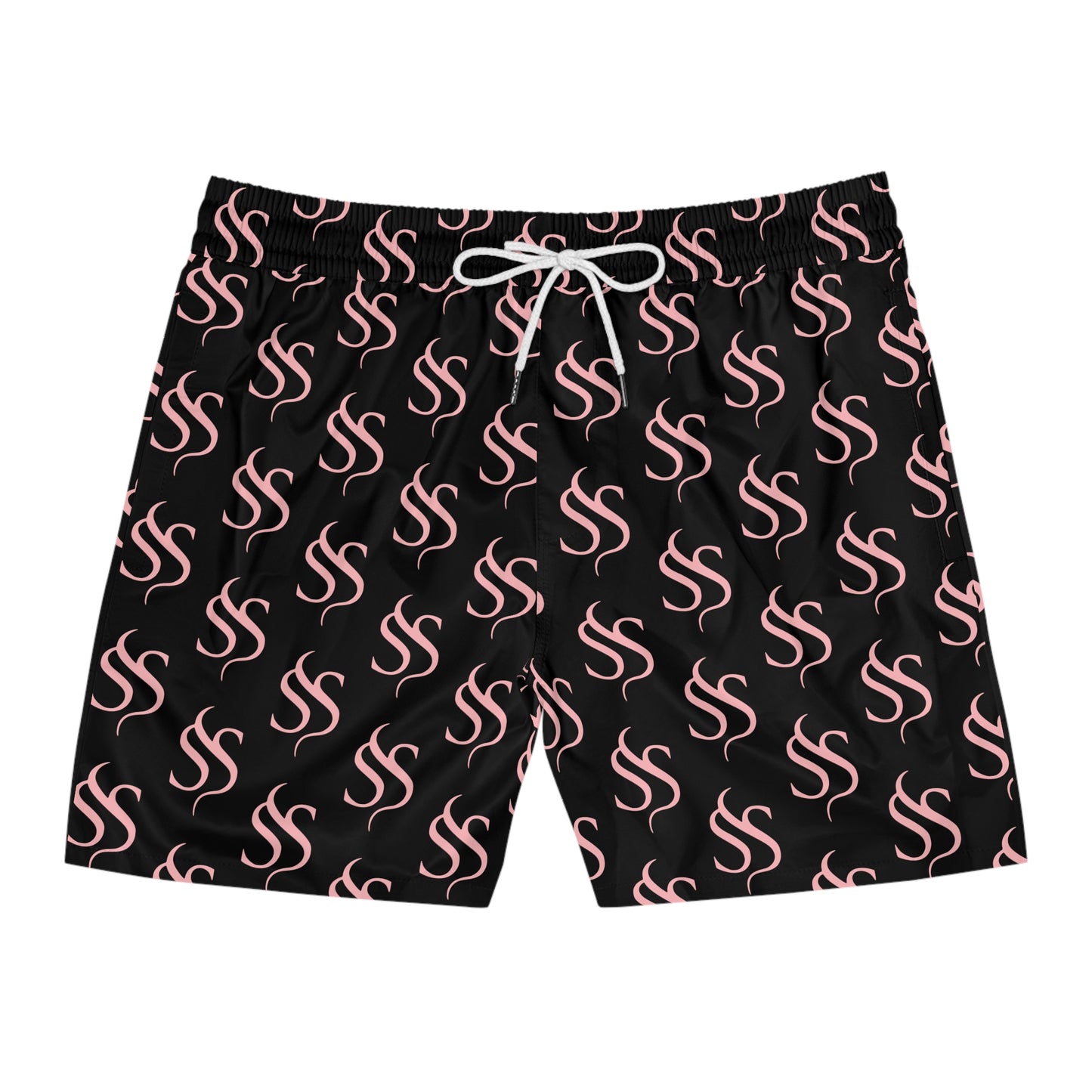 Men's SS Swim Shorts in Black & Pink